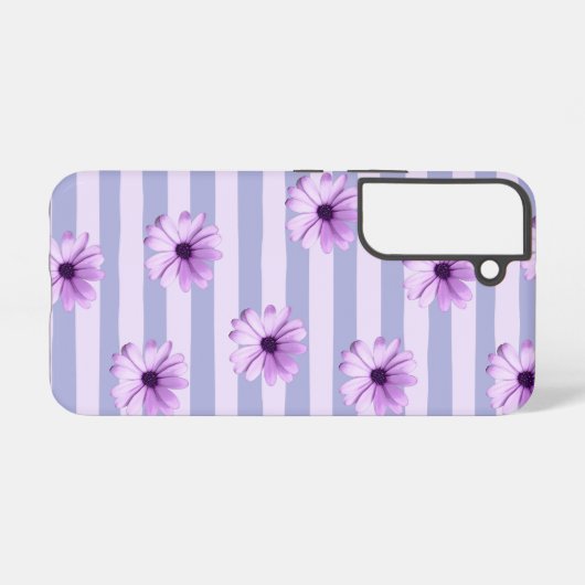 Pastel stripes pattern with Daisies Samsung Galaxy Hülle (Rückseite (Horizontal))