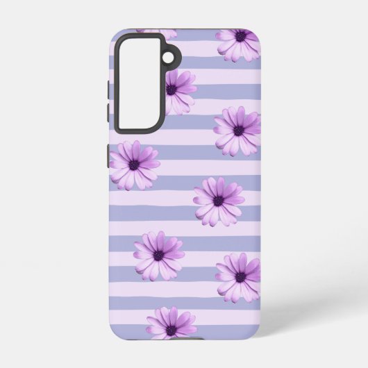 Pastel stripes pattern with Daisies Samsung Galaxy Hülle (Rückseite)