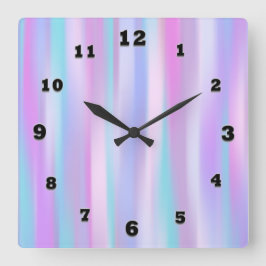 Pastel Stripes Square Wall Clock Quadratische Wanduhr
