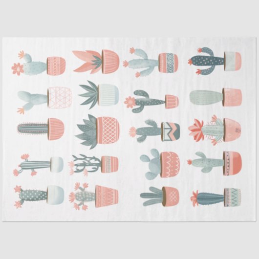 Pastel Succulent Cactus Collection D1 Decoupage Seidenpapier (Vorderseite)