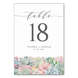 Pastel succulents Garland Wedding Tischnummer