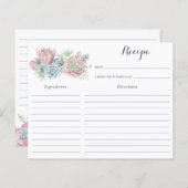 Pastel Succules Blumenkohl Brautparty Rezept Karte (Vorne/Hinten)