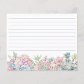 Pastel Succules Blumenkohl Brautparty Rezept Karte (Rückseite)