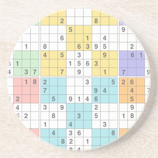 Pastel-Sudoku Getränkeuntersetzer (Vorne)