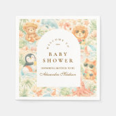 Pastel Summer Animals Baby Shower Serviette (Vorderseite)