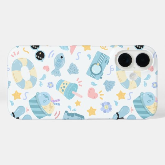 Pastel Summer Beach Pattern  Case-Mate iPhone Hülle (Rückseite (Horizontal))