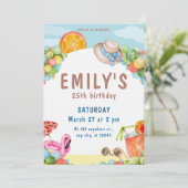 Pastel Summer Birthday Party Einladung (Stehend Vorderseite)