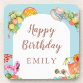 Pastel Summer Birthday Party Getränkeuntersetzer (Vorderseite)