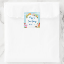 Pastel Summer Birthday Party Quadratischer Aufkleber
