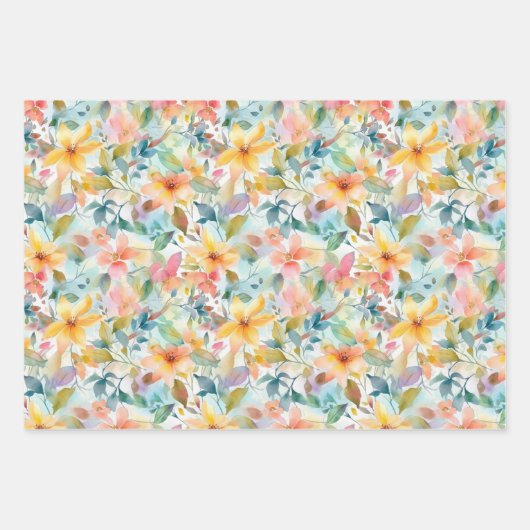 PASTEL SUMMER FLORAL GESCHENKPAPIER SET (Vorderseite 2)