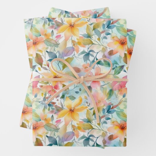 PASTEL SUMMER FLORAL GESCHENKPAPIER SET (Beispiel)