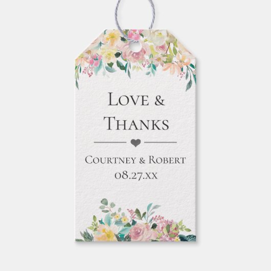 Pastel Summer Floral Wedding Danke Geschenkanhänger (Vorderseite)