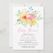 Pastel Summer Pink Yellow Floral Baby Dusche Einladung (Vorderseite)