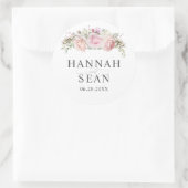 Pastel Summer Rose Gastgeschenk Hochzeit Runder Aufkleber (Tasche)