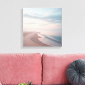 Pastel Sunrise Beach Canvas, Serene Morning Ocean  Leinwanddruck (Insitu (Wohnzimmer))
