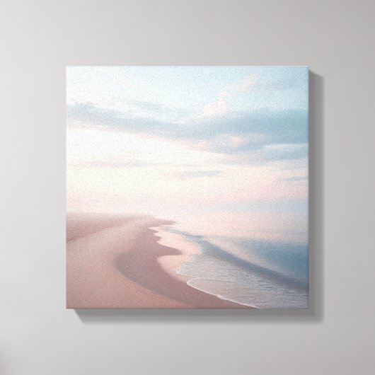 Pastel Sunrise Beach Canvas, Serene Morning Ocean  Leinwanddruck (Vorderseite)