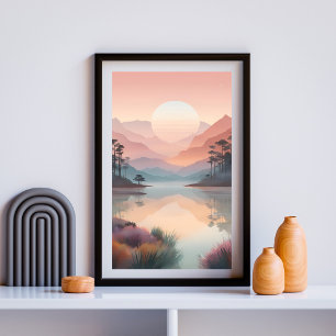 Pastel Sunrise über ruhigen Gewässern Poster