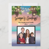 Pastel Sunset Beach Ocean Theme Foto Weihnachten (Vorderseite)