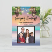 Pastel Sunset Beach Ocean Theme Foto Weihnachten (Stehend Vorderseite)