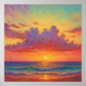 Pastel Sunset Beach - Painterly Seascape Poster (Vorne)