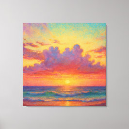 Pastel Sunset Beach - Painterly Style Seascape  Leinwanddruck