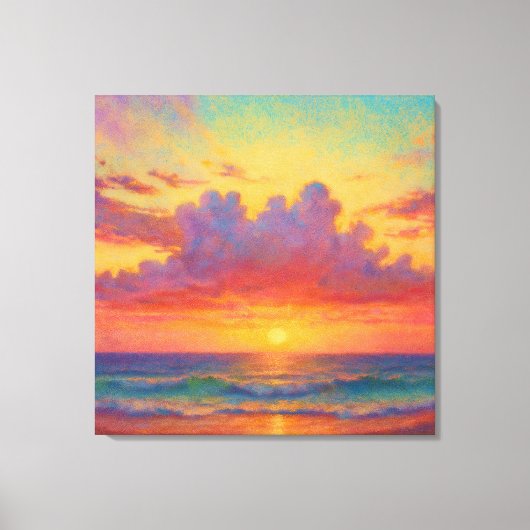Pastel Sunset Beach - Painterly Style Seascape  Leinwanddruck (Vorderseite)