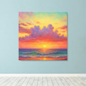 Pastel Sunset Beach - Painterly Style Seascape  Leinwanddruck (Insitu (Holzboden))