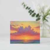 Pastel Sunset Beach - Painterly Style Seascape  Postkarte (Stehend Vorderseite)