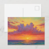 Pastel Sunset Beach - Painterly Style Seascape  Postkarte (Vorne/Hinten)