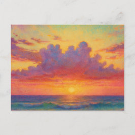 Pastel Sunset Beach - Painterly Style Seascape  Postkarte