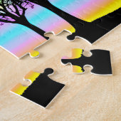 Pastel Sunset Behind Black Silhouette Trees Puzzle (Seite)