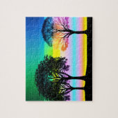 Pastel Sunset Behind Black Silhouette Trees Puzzle (Vertikal)