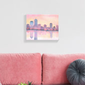 Pastel Sunset Cityscape | City Skyline Watercolor Leinwanddruck (Insitu (Wohnzimmer))