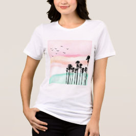 Pastel Sunset mit Palmen - Ruhe tropisch Tri-Blend Shirt