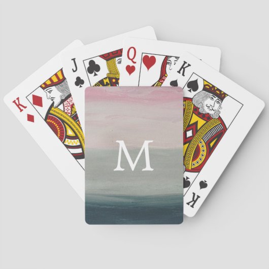 Pastel Sunset | Monogramm Classic Playing Cards Spielkarten (Rückseite)