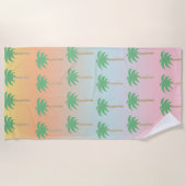 Pastel Sunset Palm Tree Ombre Gradient Strandtuch (Vorderseite)