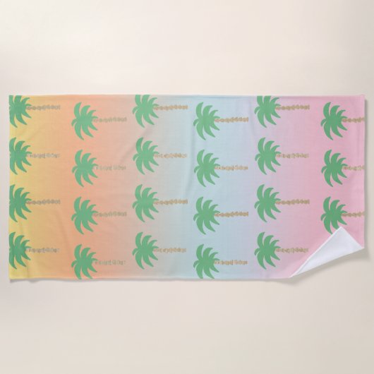 Pastel Sunset Palm Tree Ombre Gradient Strandtuch (Vorderseite)