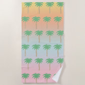 Pastel Sunset Palm Tree Ombre Gradient Strandtuch (Vorderseite)