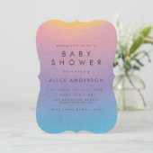 Pastel Sunset Watercolor Ombre Babydusche Einladung (Stehend Vorderseite)
