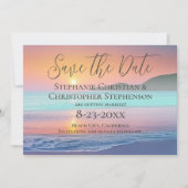 Pastel Sunset Zielstrand Save the Date Einladung (Vorderseite)