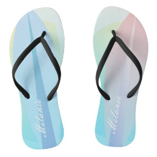 Pastel Surfbrett Pink Blau Namensmuster Badesandalen