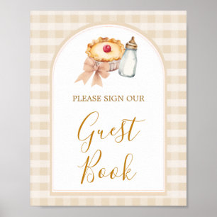 Pastel Süsse Pie Gingham Baby Shower Gästebuch
