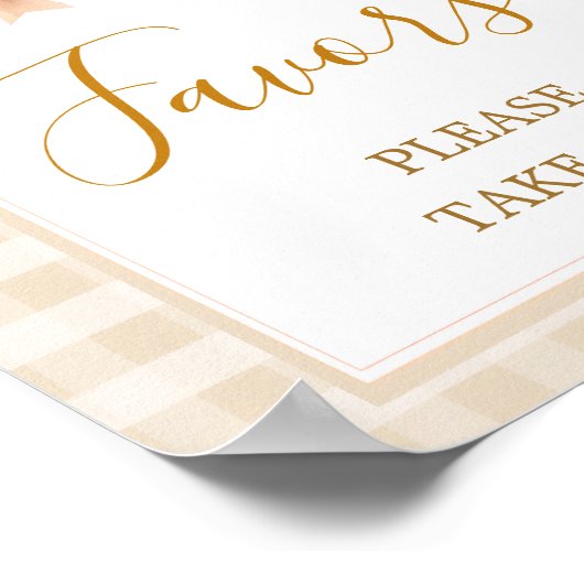 Pastel Süsse Pie Gingham Fall Baby Shower Favorite Poster (Ecke)