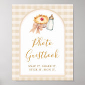 Pastel Süsse Pie Gingham Fall Foto Gäestbook Poster (Vorne)