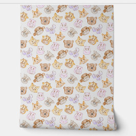 Pastel Süße Tier gegenüber handGezeichnet Muster Tapete