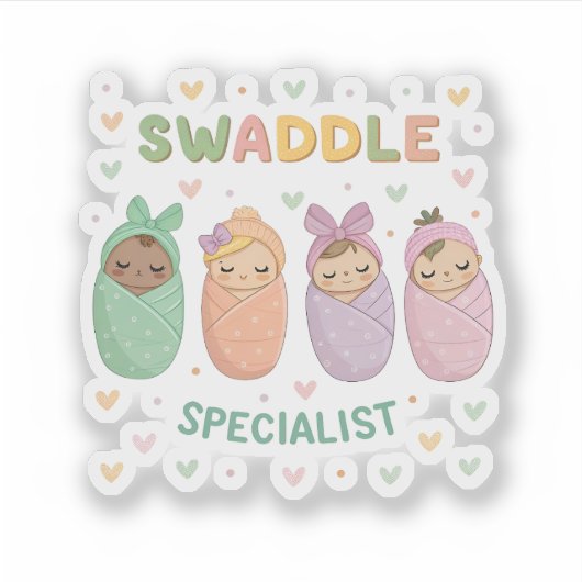 Pastel Swaddled Babies Cute Nursery Art Aufkleber (Vorderseite)
