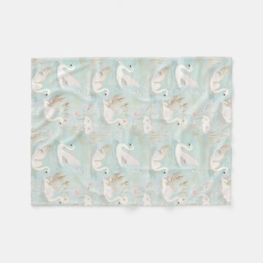 Pastel Swan Pattern Fleecedecke (Vorderseite (Horizontal))