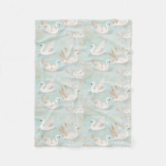 Pastel Swan Pattern Fleecedecke (Vorderseite)