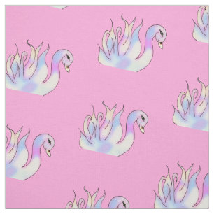Pastel Swans Handgezeichnete Kunststoffe Stoff