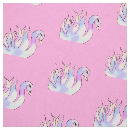 Pastel Swans Handgezeichnete Kunststoffe Stoff (Muster)